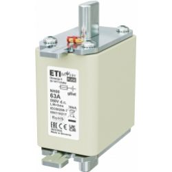Wkładka topikowa NH do ochrony akumulatorów, magazynów energii DC NH00 gBat 63A 550V DC 004110217 ETI (004110217)
