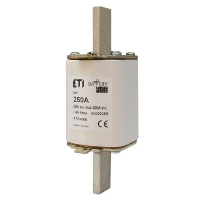 Wkładka topikowa NH do ochrony akumulatorów, magazynów energii DC NH1 gBat 50A 550V DC 004723260 ETI (004723260)