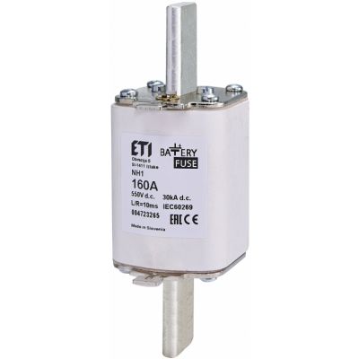 Wkładka topikowa NH do ochrony akumulatorów, magazynów energii DC NH1 gBat 160A 550V DC 004723265 ETI (004723265)
