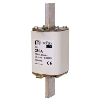 Wkładka topikowa NH do ochrony akumulatorów, magazynów energii DC NH1 gBat 224A 700V DC 004723297 ETI (004723297)