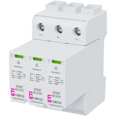 Ogranicznik przepięć T1 T2 (B C) - do systemów PV ETITEC M T12 PV 1100/12,5 Y RC 002440512 ETI (002440512)