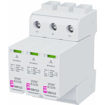 Ogranicznik przepięć T1 T2 (B C) - do systemów PV ETITEC M T12 PV 1500/12,5 Y RC 002440514 ETI (002440514)