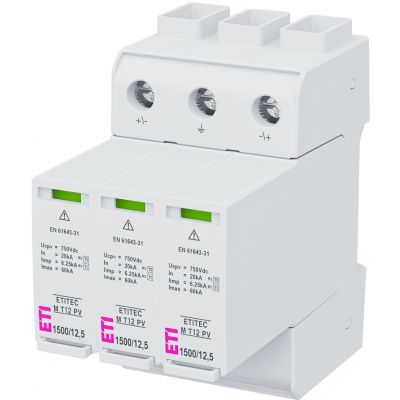 Ogranicznik przepięć T1 T2 (B C) - do systemów PV ETITEC M T12 PV 1500/12,5 Y RC 002440514 ETI (002440514)