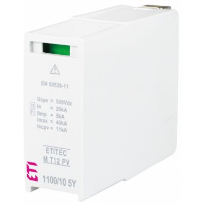 Moduł wymienny do ogran.przepięć T1,T2 (kl.B,C) do systemów PV MOD. M T12 PV 550/5 5Y S 002440678 ETI (002440678)