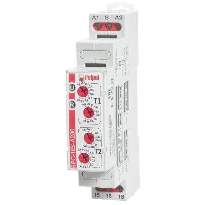 RELPOL Przekaźnik czasowy, 2 zakresy czasowe, funkcja EA, 230 V AC  RPC-1EA-UNI 863204 (863204)