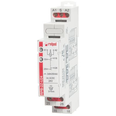 RELPOL Przekaźnik impulsowy-bistabilny 2Z, 24 VAC/DC RPB-2Z-U24 864385 (864385)