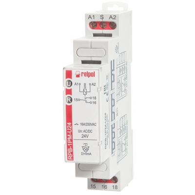 RELPOL Przekaźnik impulsowy-bistabilny 1P z pamiecią, 24 V AC/DC   RPB-1PM-U24 864389 (864389)