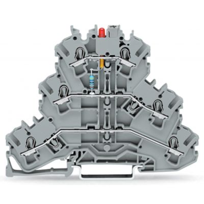 Złączka 3-piętrowa 2,5mm2 z LED szara TOPJOBS 2002-3221/1000-434 /50szt./ WAGO (2002-3221/1000-434)