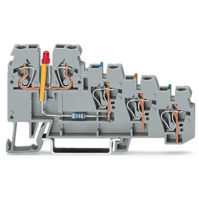 Złączka 4-przewodowa do czujników z LED szara 270-570/281-434 /50szt./ WAGO (270-570/281-434)