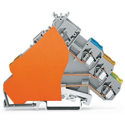 3-przewodowa złączka do elementów wykona z przyłączem PE szara /50szt./ WAGO (280-575/280-323)