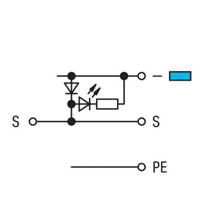 Złączka do elementów wykonawczych z PE, LED i diodą tłumiącą 24V DC 280-572/281-420 /50szt./ WAGO (280-572/281-420)