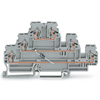 Złączka trzypiętrowa diodowa 2,5mm2 szara 870-590/281-675 /50szt./ WAGO (870-590/281-675)