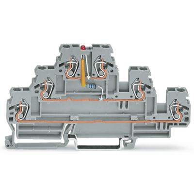 Złączka trzypiętrowa diodowa 2,5mm2 szara 870-593/281-413 /50szt./ WAGO (870-593/281-413)
