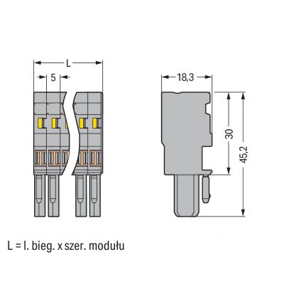 1-przewodowe gniazdo CAGE CLAMP żłt-ziel./niebieski/szary /10szt./ WAGO (769-115/000-039)