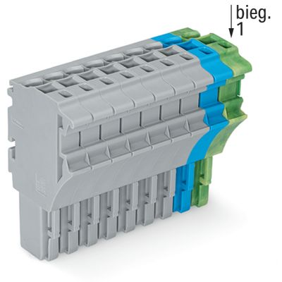 1-przewodowe gniazdo Push-in CAGE CLAMP szary/niebieski/żółto-zielony /25szt./ WAGO (2022-110/000-038)