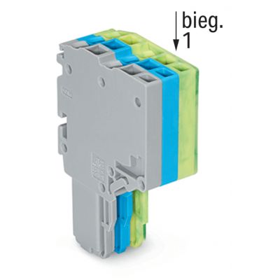 2-przewodowe gniazdo Push-in CAGE CLAMP szary/niebieski/żółto-zielony /50szt./ WAGO (2020-203/000-038)