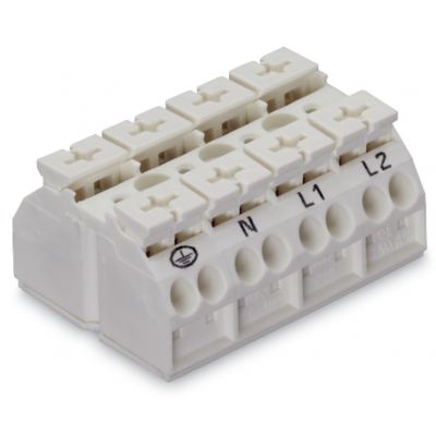 Blok zasilający 4-biegunowy biały nadruk PE-N-L1-L2 862-9604 /200szt./ WAGO (862-9604)