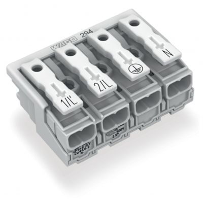 Złączka zasilająca 4-biegunowa ze stopkąmi bez styku PE 294-5024 /500szt./ WAGO (294-5024)