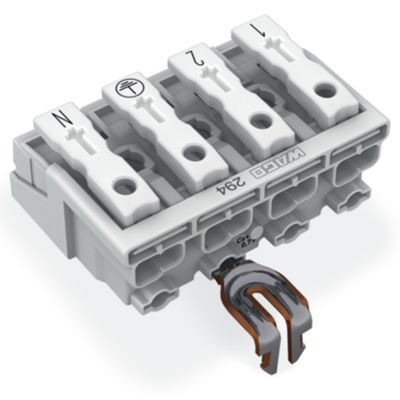 Złączka zasilająca 4-biegunowa ze stopkąmi ze stykiem PE 294-5214 /500szt./ WAGO (294-5214)