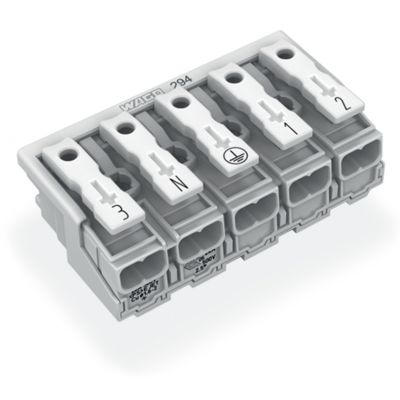 Złączka zasilająca 5-biegunowa ze stopkąmi bez styku PE 294-5055 /250szt./ WAGO (294-5055)