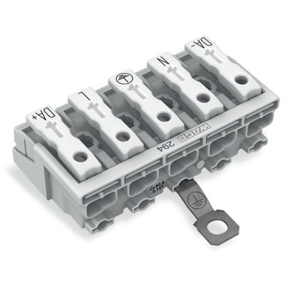 Złączka zasilająca 5-biegunowa ze stopkąmi z stykiem PE 294-5475 /250szt./ WAGO (294-5475)