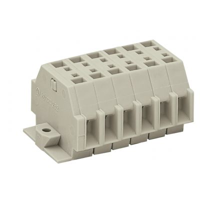 Listwa zaciskowa 2-przewodowa Ex 4mm2 6-torowa jasnoszara mocowanie śrubowe 262-136 /100szt./ WAGO (262-136)