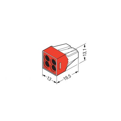 Szybkozłączka 4x 1,5-4mm2 przeźroczysta czerwona 773-604 /100szt./ WAGO (773-604)