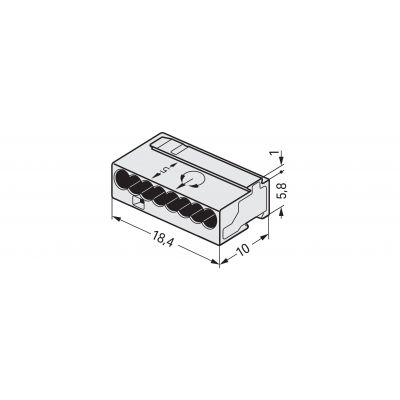 Szybkozłączka do puszek instalacyjnych MIKRO 8x 0,6-0,8mm2 jasnoszara 243-308 /50szt./ WAGO (243-308)