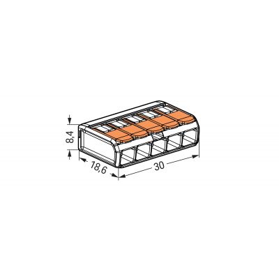 Szybkozłączka 5x0,2-4mm2 transparentna / pomarańczowa 221-415 /25szt./ WAGO (221-415)