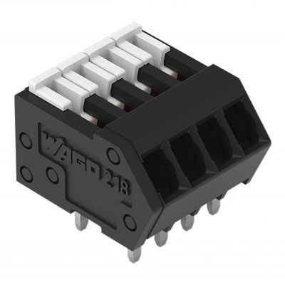 Złączka THR do płytek drukowanych suwak 0,5mm2 RM 2,5mm 4-bieg czarny /100szt./ WAGO (218-104/000-604)