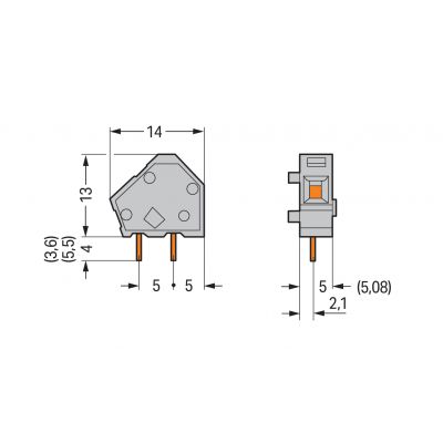 Modularna złączka do płytek drukowanych 2,5mm2 RM 5/5,08mm 1-bieg żółty /100szt./ WAGO (236-741)
