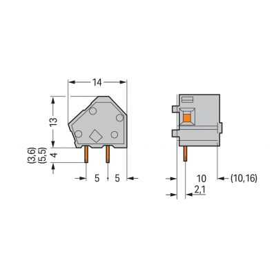 Modularna złączka do płytek drukowanych 2,5mm2 RM 10/10,16mm 1-bieg szara /100szt./ WAGO (236-601)