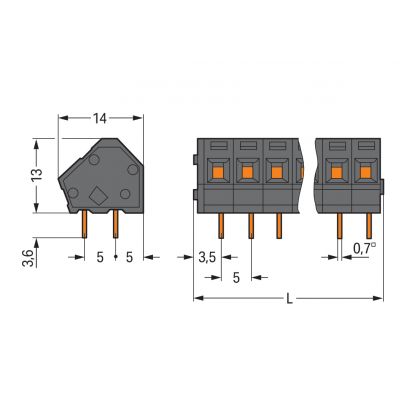 Złączka THR do płytek drukowanych 2,5mm2 RM 5mm 6-bieg czarny /140szt./ WAGO (236-406/334-604/997-406)