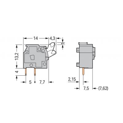 Modularna złączka do płytek drukowanych przycisk 2,5mm2 RM 7,5/7,62mm 1-bieg niebieski /100szt./ WAGO (255-754)