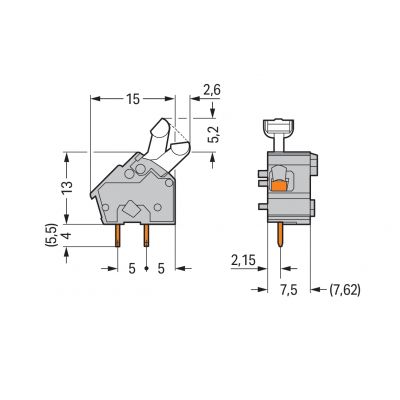 Modularna złączka do płytek drukowanych przycisk 2,5mm2 RM 7,5/7,62mm 1-bieg niebieski /100szt./ WAGO (256-754)
