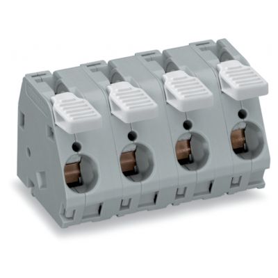 Złączka do płytek drukowanych dźwignia 16mm2 raster 20mm 3-bieg szara /25szt./ WAGO (2716-303)