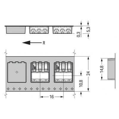 Złączka SMD do płytek drukowanych przycisk 0,75mm2 raster 4mm 3-bieg. biała /750szt./ WAGO (2060-453/998-404)