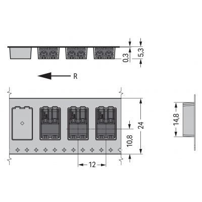 Złączka SMD do płytek drukowanych przycisk 0,75mm2 raster 4mm 2-bieg. czarna /1000szt./ WAGO (2060-472/998-404)