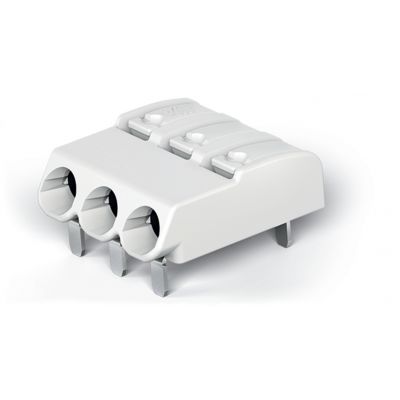 Złączka THR do płytek drukowanych przycisk 0,75mm2 raster 4mm 3-bieg. biała /550szt./ WAGO (2060-1453/998-404)