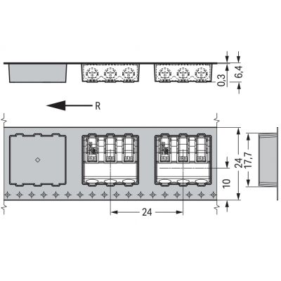 Złączka SMD do płytek drukowanych przycisk 1,5mm2 raster 6mm 3-bieg. biała /450szt./ WAGO (2061-603/998-404)