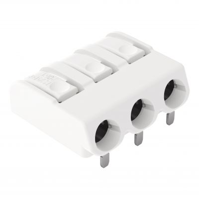Złączka THR do płytek drukowanych przycisk 1,5mm2 raster 6mm 3-bieg. biała /320szt./ WAGO (2061-1603/998-404)