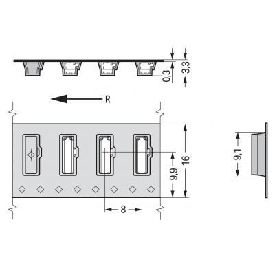 Złączka SMD do płytek drukowanych przycisk 0,75mm2 raster 6,5mm 1-bieg. /2650szt./ WAGO (2065-100/998-403)