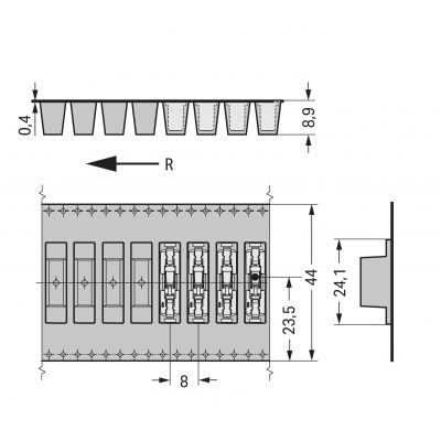 Złączka SMD-Through-Board do pł.druk. 0,75mm2 raster 6,5mm 1-bieg. biała /954szt./ WAGO (2070-451/998-406)