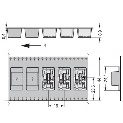 Złączka SMD-Through-Board do pł.druk. 0,75mm2 raster 6,5mm 2-bieg. biała /477szt./ WAGO (2070-452/998-406)