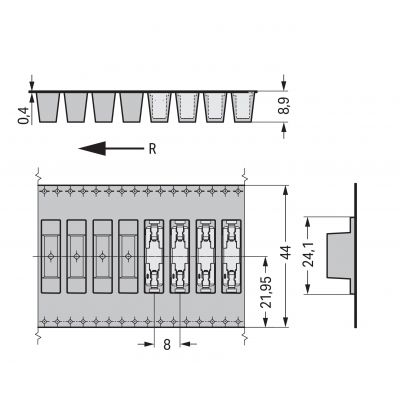 Złączka SMD-Through-Board do pł.druk. 0,75mm2 raster 6,5mm 1-bieg. biała /954szt./ WAGO (2070-521/998-406)