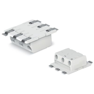 Złączka SMD-Through-Board do pł.druk. 0,75mm2 raster 6,5mm 3-bieg. biała /318szt./ WAGO (2070-543/998-406)