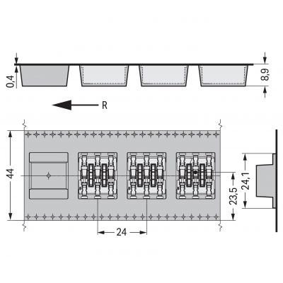 Złączka SMD-Through-Board do pł.druk. 0,75mm2 raster 6,5mm 3-bieg. biała /318szt./ WAGO (2070-453/998-406)