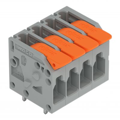 Złączka do płytek drukowanych dźwignia 4mm2 RM 5mm 2-bieg szara /170szt./ WAGO (2604-1102)