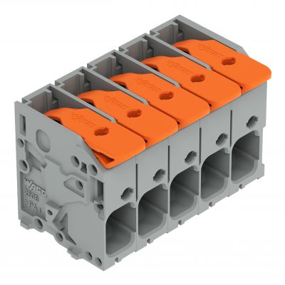 Złączka do płytek drukowanych dźwignia 6mm2 RM 7,5mm 5-bieg szara /50szt./ WAGO (2606-1105/010-000)