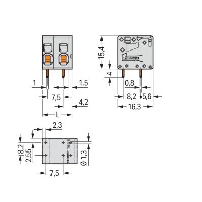 Złączka do płytek drukowanych 4mm2 RM 7,5mm 11-bieg szara /20szt./ WAGO (2624-1311)